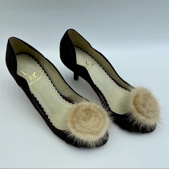 Kristen Randolph Chocolate Suede Leather Heels Size 7 - Picture 12 of 15